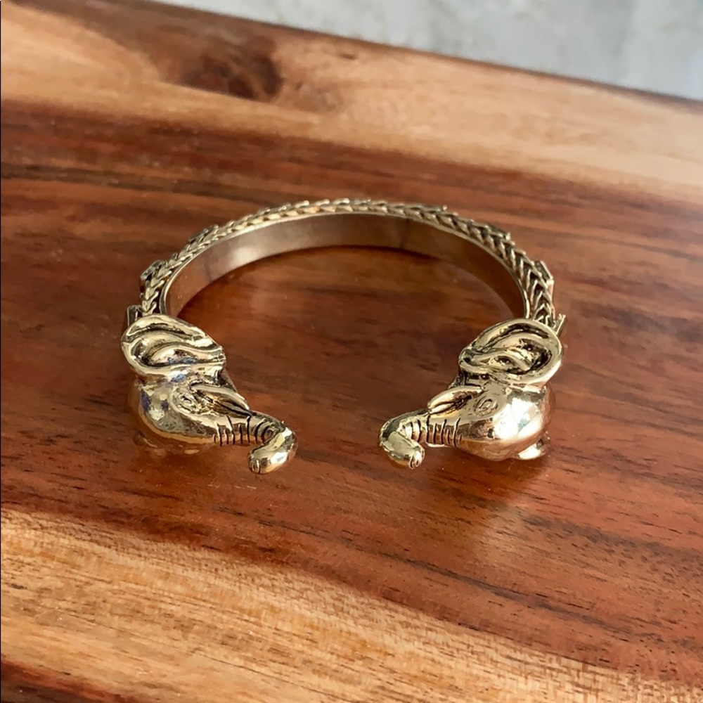 Gold Elephant Cuff Bracelet